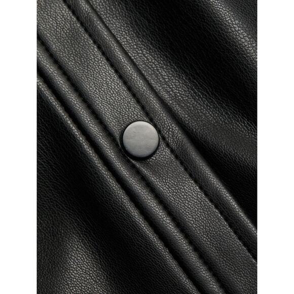 En Saison Rylee Faux Vegan Leather Button Front Long Sleeve Shirt Small S NEW - Picture 6 of 10